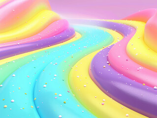 Pastel candy world for children in 3D. AI generative.