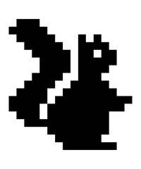 pixel art squirrel game 8 bit cartoon animal icon logo. black and white cartoon sticker cute pixel art.  © wungkal