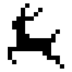 Obraz premium pixel art deer game 8 bit cartoon animal icon logo. black and white cartoon sticker cute pixel art. 