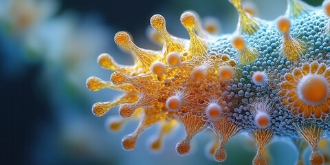 Render a 3D microscopic scene of a pollen grain