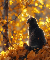 cat in the autumn