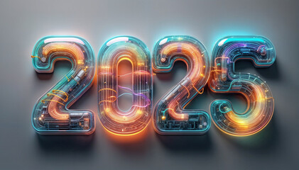 カレンダー。2025年を想像しながら、数字が輝くSFとファンタジーの世界に思いを馳せる。ネオン管で作られた数字がカラフルな彩りと高い彩度で発光し、未来の明るい希望にワクワクが止まらない。機械やロボットを中心に、回路や電子を駆使したデザインを造形で表現。プロダクトとしてのオブジェがインテリアに新たな価値をもたらす。
