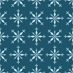 Abstract seamless pattern. Pattern with snowflakes. Winter background in flat style. Festive pattern for packaging, textiles, banner, cards and other.
