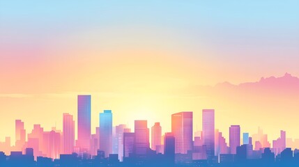 Fototapeta premium City Skyline Sunset Abstract Illustration