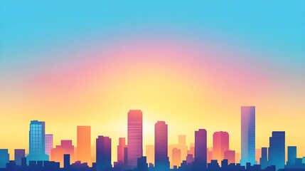 Fototapeta premium City Skyline Sunset Gradient Background Illustration