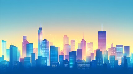 Fototapeta premium Cityscape at Sunset with Blue and Purple Hues