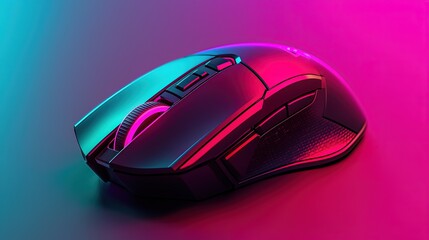 Cutting-edge gaming mouse, dynamic lighting and futuristic design, 3D illustration