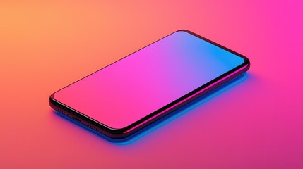 Sleek smartphone, floating display and neon accents, 3D illustration