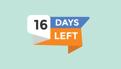 
16 days left Countdown number banner templates. time icon. Vector Illustration 
