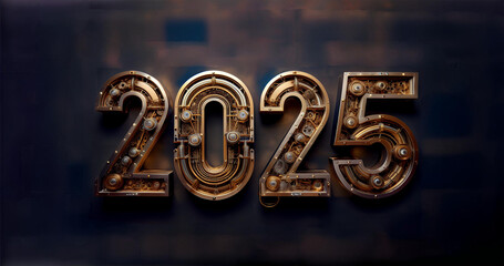 カレンダー。2025年を想像しながら、数字が輝くSFとファンタジーの世界に思いを馳せる。機械で作られた時計のような数字がキラキラと輝き未来の明るい希望にワクワクが止まらない。一見レトロな機械仕掛けの数字、回路や電子を駆使したデザインを造形で表現。オブジェがインテリアとしても新たな価値をもたらす。
