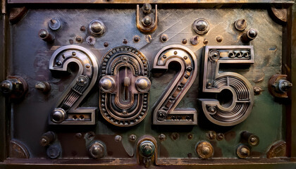 カレンダー。2025年を想像しながら、数字が輝くSFとファンタジーの世界に思いを馳せる。機械で作られた時計のような数字がキラキラと輝き未来の明るい希望にワクワクが止まらない。一見レトロな機械仕掛けの数字、回路や電子を駆使したデザインを造形で表現。オブジェがインテリアとしても新たな価値をもたらす。