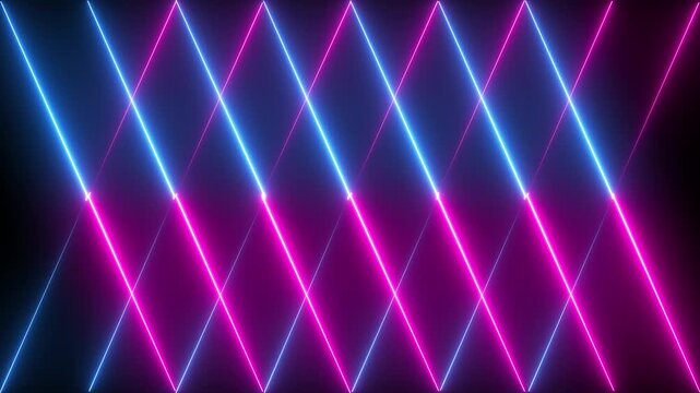 Abstract neon glowing line icon animation .