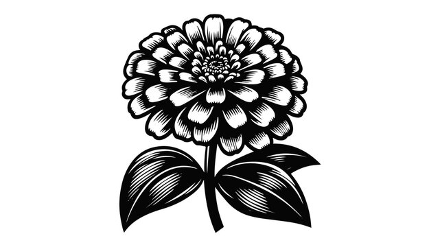 black and white zinnia flower drawing clip art preview
