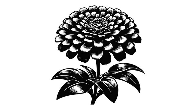 black and white zinnia flower on white clip art preview