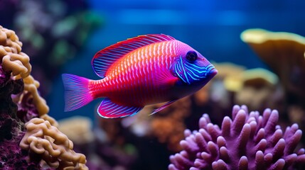Fototapeta premium A photo of a colorful coral reef fish