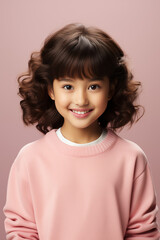 young Asian kid wearing a orange outfit, isolated on a white isolated background