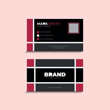 Luxury minimalist Business Card Layout with Luxury view and photo black clean design template