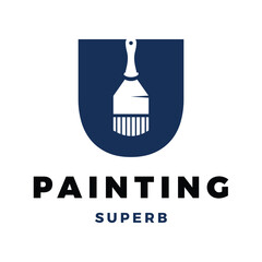 Initial Letter U Painting Icon Logo Design Template