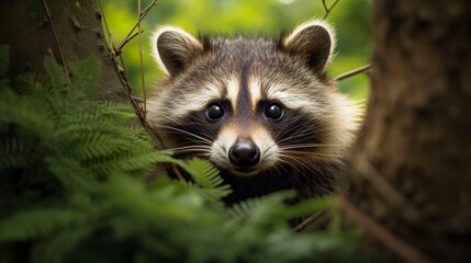 Fototapeta premium A photo of a curious raccoon