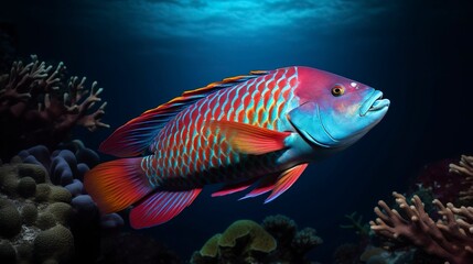 Fototapeta premium A photo of a colorful parrotfish