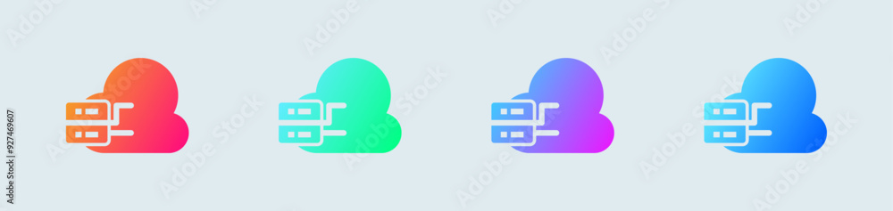 Poster cloud computing solid icon in gradient colors. server signs vector illustration.