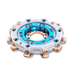 High-quality 3D rendering of a mechanical gear showcasing intricate design and detailed components, perfect for industrial applications.