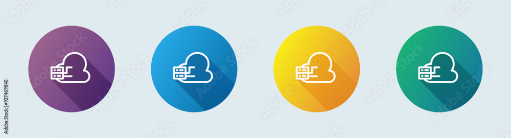 Poster cloud computing line icon in flat design style. server signs vector illustration.