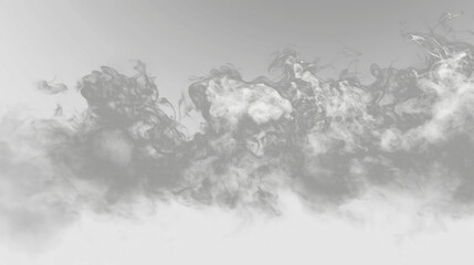 White fog or smoke, clouds isolated background.