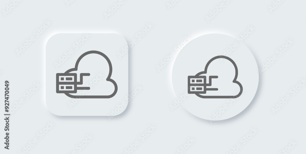 Poster cloud computing line icon in neomorphic design style. server signs vector illustration.