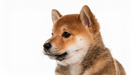 柴犬のポートレート（Shiba Inu puppy portrait on white background）
