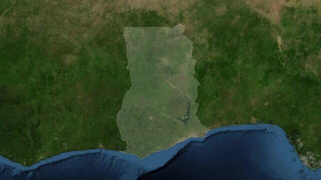 Zoom from Earth to Ghana. (Highlighted) World map and globe animation. Images from NASA