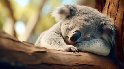 Obraz premium A photo of a cute koala sleeping