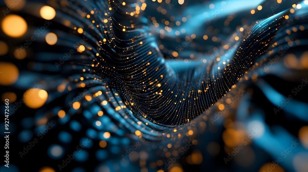 Poster mesmerizing glowing particles in dynamic abstract futuristic digital backdrop