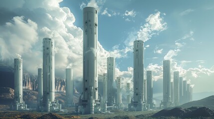 Obraz premium Futuristic Cityscape with Tall Towers