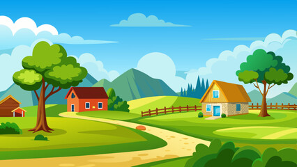 wonderful a beautiful rural setting vector illustration