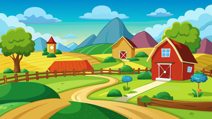 wonderful a beautiful rural setting vector illustration