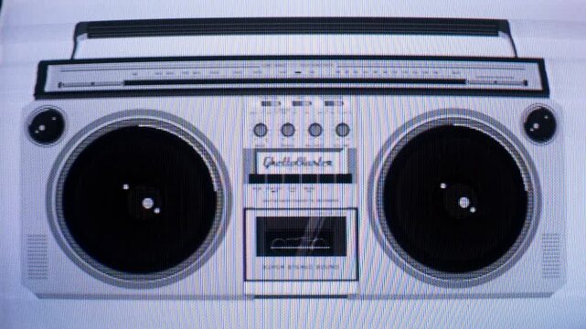 ghetto blasters and retro radios with glitch