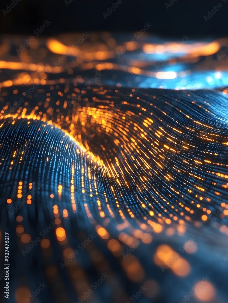Canvas Prints captivating digital landscape of glowing particles waves and illuminated textures
