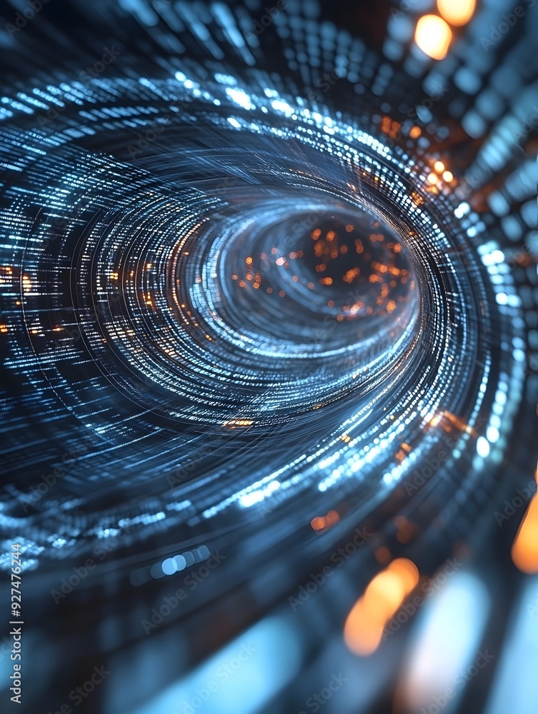 Aufkleber captivating digital wormhole mesmerizing futuristic tunnel of data and motion
