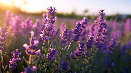 Obraz premium A photo of a field of lavender flowers