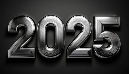 西暦。2025。金属のオブジェ。重厚で重い鉄鋼や樹脂が立体的に自立し、厚みのある金属感を放つ。鉄の輝き。磨かれたメタル。メッキ。硬い。削りや研磨を経て美しい。混沌とした時代。今後の行く末。未来はどうなる。