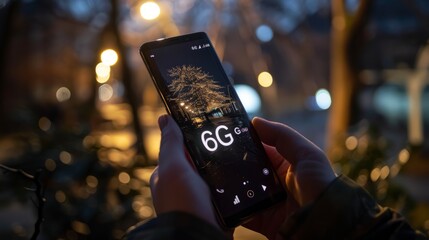 With every touch, the device projects the future of 6G, symbolizing the rapid advancements and potential prosperity of wireless communications.