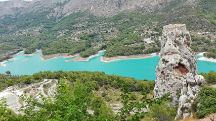 panorama of the lake at Guadalest Castle