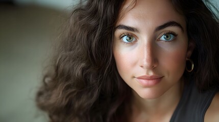 Obraz premium portret, kobieta, 28 lat, zbliżenie, twarz, naturalne piękno, wyraz twarzy, delikatność, młodość, subtelność, spojrzenie, oczy, usta, włosy, cera, kobiecość, świeżość, emocje, skóra, detal, ekspresj