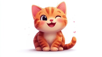A happy kitten sits smiling warmly, embodying joy and affection