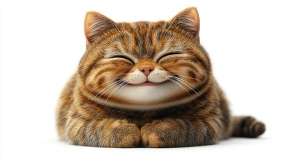 Obraz premium Fluffy cat relaxes with a joyful expression in warm sunlight