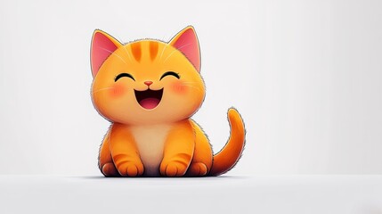 Fototapeta premium A joyful orange kitten beams with delight in a vibrant, minimal setting
