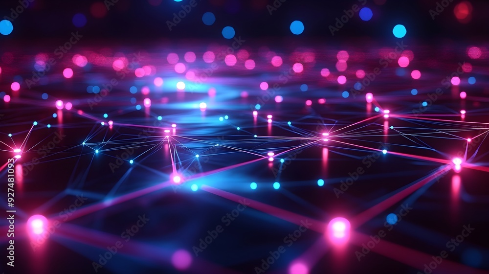 Poster abstract neon network connection background