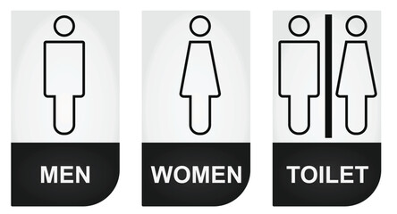 Toilet signs on metal plates, vector