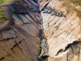 Colorful banks of the Innra Hvannagil canyon in East fjords